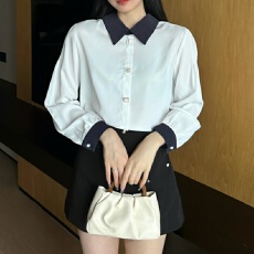 批发<b class='q'>实拍</b>洋气春秋季新款<b class='q'>女装</b>翻领纯色雪纺衫上衣开衫衬衫女打底衫衬衣