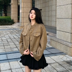 短款麂皮绒外套女春秋新款2026爆款洋气流行小个子高级感夹克上衣