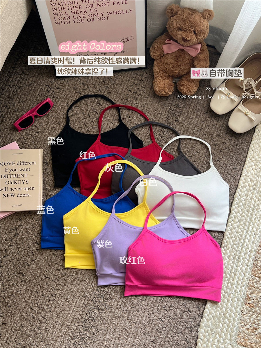 실사 정가 봄 여름 다용도 유물 핫걸 섹시함 행침 목 조끼 여성 벨트 가슴 패드 인사이드 잡아라. 의류