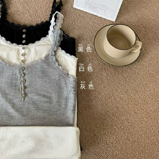 批发实拍不减~加绒吊带背心冬季内搭保暖内衣无袖打底衣