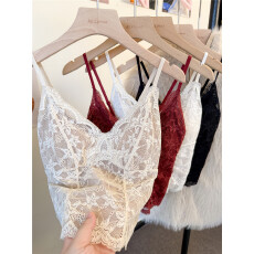 批发实拍不减~蕾丝磨毛保暖内衣修身内搭女秋冬带胸垫打底上衣