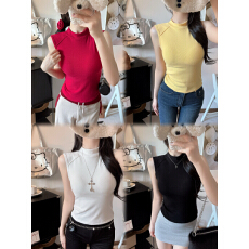 批发实拍不减～秋冬磨毛保暖小背心半高领修身内搭打底衣带胸垫