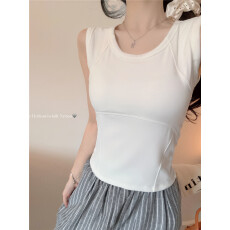 批发实拍不减~秋冬圆领磨毛保暖背心修身内搭带胸垫无袖打底衣