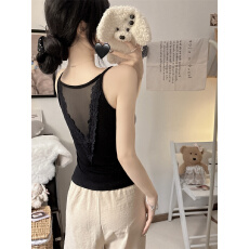 批发实拍不减~磨毛保暖小背心性感蕾丝拼接女秋冬内搭打底衣