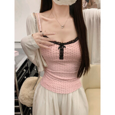 批发实拍不减～磨毛保暖纯欲辣妹蕾丝拼接修身内搭吊带背心上衣