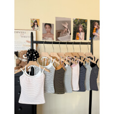 批发实拍不减～辣妹假两件<b class='q'>条纹</b>美背吊带背心外穿打底衣带胸垫