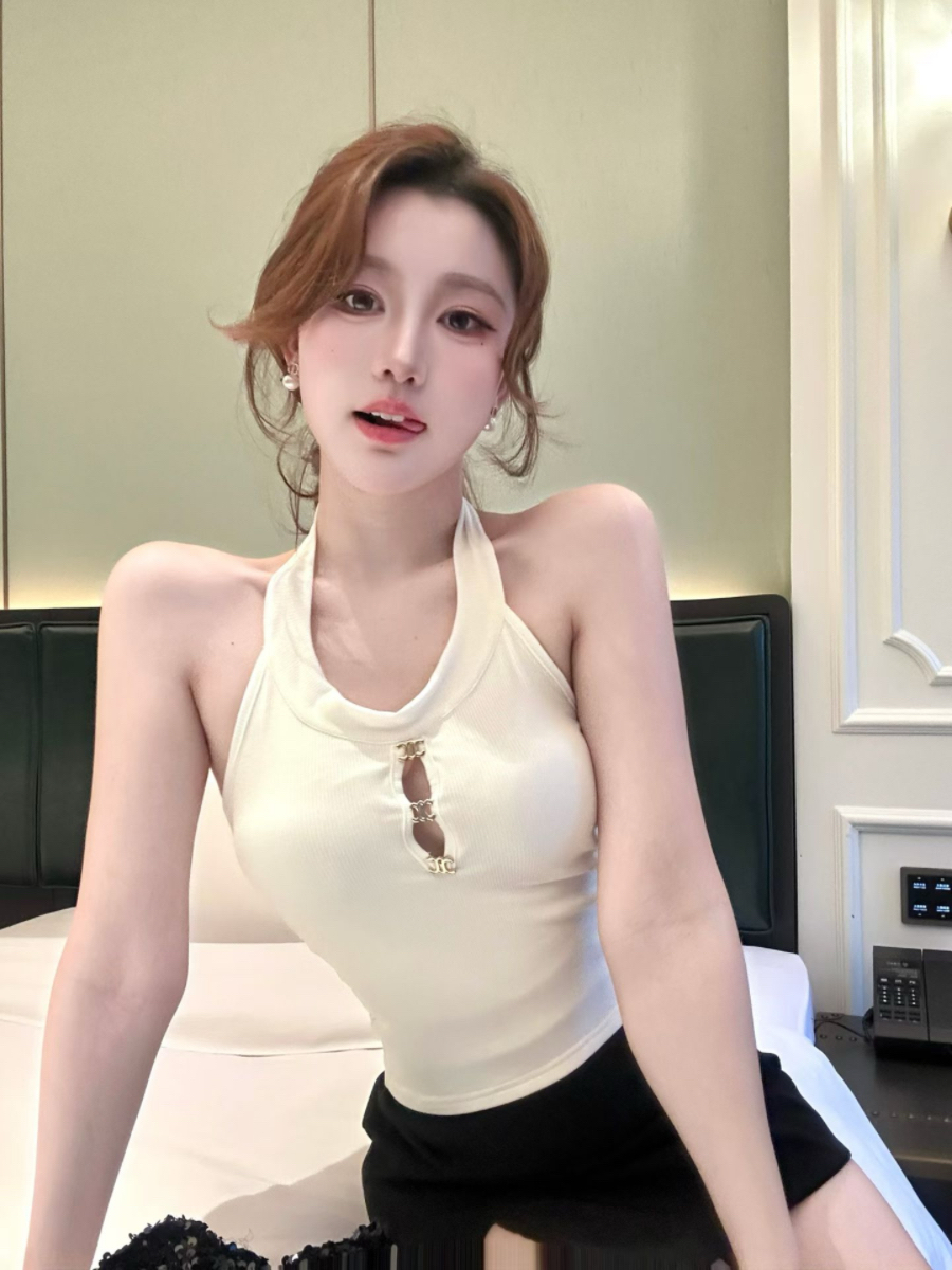 실사 감소되지 않음 핫걸 백리스 행침 목 캐미솔 봄 여름 몸매 가꾸기 인사이드 가져 가라. 언더 코트