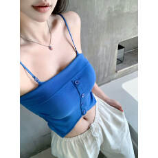批发实拍不减～辣妹美背吊带背心扣子设计感女<b class='q'>夏</b>外穿打底衣