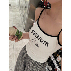 批发实拍不减～甜辣风卡通印花撞色吊带背心女夏修身百搭<b class='q'>打底衣</b>