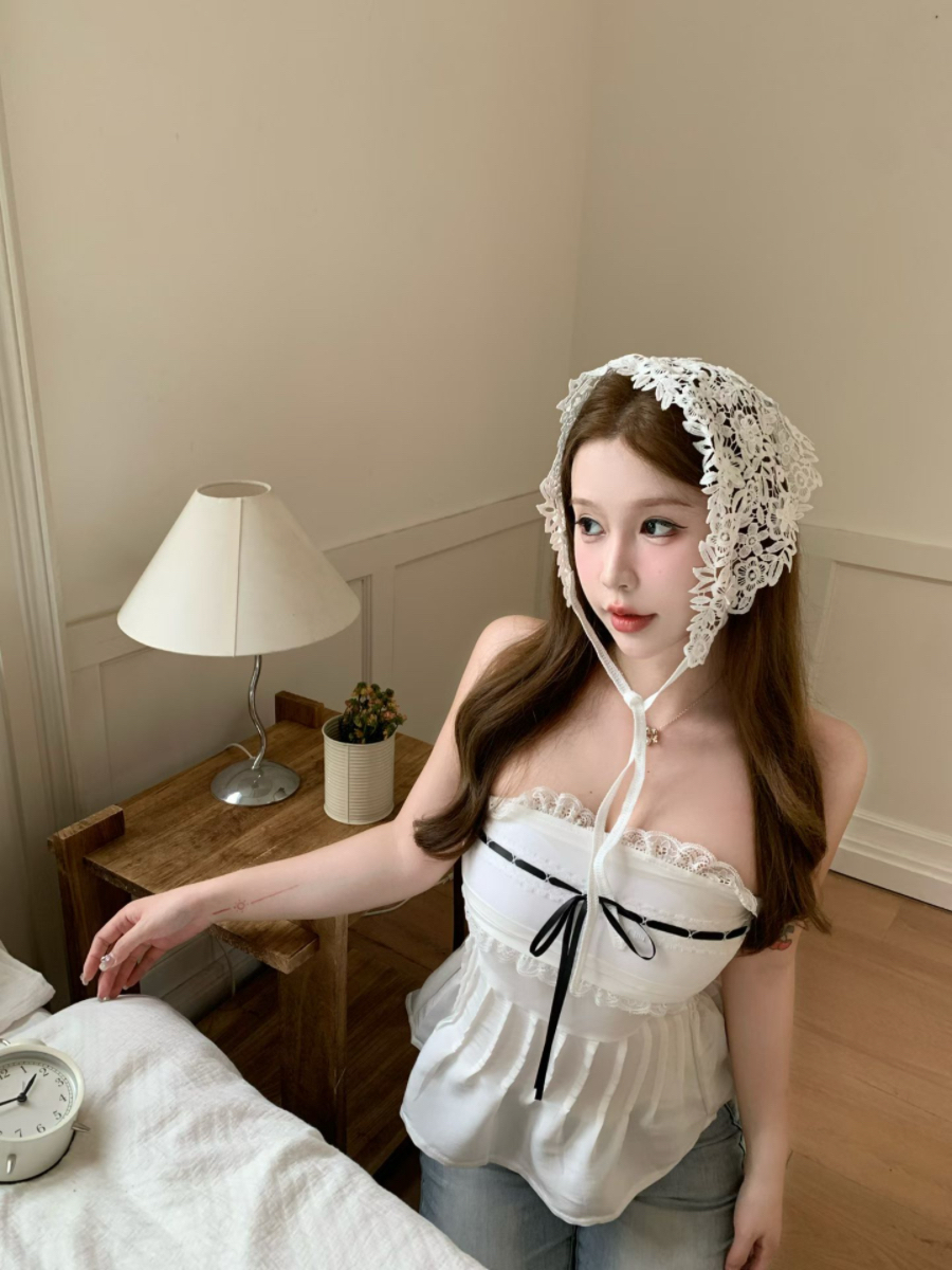 실사 감소되지 않음 순수한 욕망 바람 레이스 레이스 튜브탑 조끼 여성 여름 몸매 가꾸기 다용도 한 단어 둘러 싸다 의류
