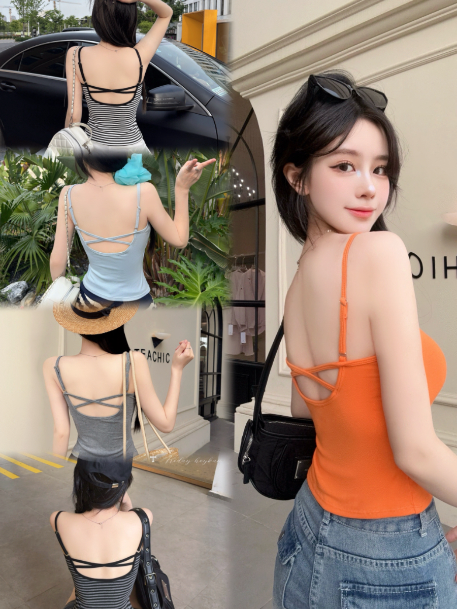 실사 감소되지 않음 한국 스타일 라운드 넥 아름다움 뒤로 캐미솔 여름 몸매 가꾸기 다용도 백리스 민소매 맨위