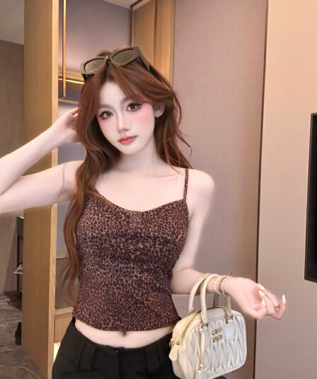 실사 감소되지 않음 달콤한 핫걸 망사 캐미솔 여름 몸매 가꾸기 외출용 벨트 바스트 민소매 맨위