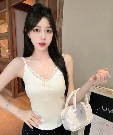 실사 감소되지 않음 달콤함 레이스 조각 캐미솔 몸매 가꾸기 다용도 벨트 가슴 패드 민소매 맨위