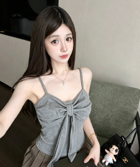 실사 감소되지 않음 달콤한 매운맛 바람 나비 매듭 스트랩 캐미솔 몸매 가꾸기 다용도 만나는 맨위