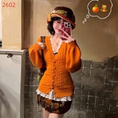 批发红色复古针织毛衣开衫外套女春秋2026新款小个子巨好看气质毛衣潮