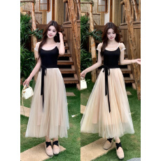 批发大码2026天鹅湖芭蕾风温柔风法式气质仙女裙拼接<b class='q'>网纱</b>连衣裙<b class='q'>长裙女</b>