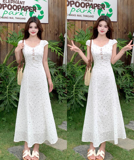 빅 사이즈 복잡한 고대 칼라 부드러운 바람 도트 무늬 허리 수축 인어 꼬리 롱 스커트 여름 새로운 자이언트 잘 생긴 ~ 중 고유 한 점프 슈트 치마