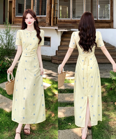 마이크로 지방 mm 빅 사이즈 2026 새로운 중식 국풍 대나무 객실 청잉 치파오 드레스 당나라 여름 새로운 치파오 여성