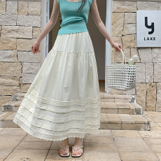 批发实拍~新款法式气质复古蕾丝花边<b class='q'>半身裙</b>女A字遮胯显瘦百搭中长款裙