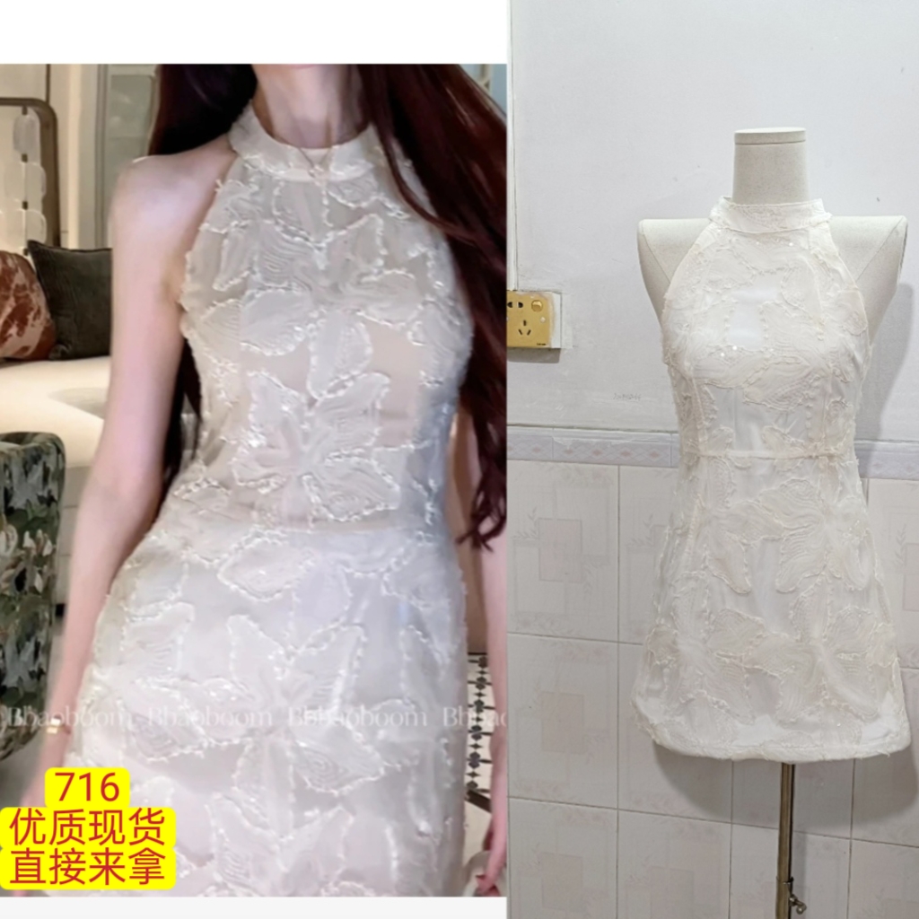 폭풍 폭풍 홈 자수 발굴하다 어깨 허리 수축 몸매 가꾸기 민소매 드레스