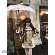 批发【林林在忙】焦糖奶茶+卡其格纹娃娃翻领花边外套<b class='q'>连衣</b>裙+咖色短<b class='q'>裤</b>