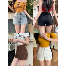 批发实拍 弹力<b class='q'>牛仔</b>裤女春季2026新款刺绣小开叉<b class='q'>高腰</b>显瘦修身包臀<b class='q'>短裤</b>