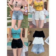 批发实拍 美式辣妹丰胯<b class='q'>牛仔</b><b class='q'>短裤</b>女夏季新款小个子显瘦a字紧身包臀热裤