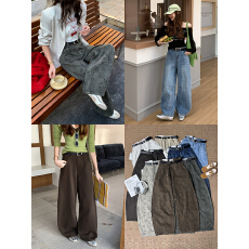 实拍  2026春季新款弯刀牛仔裤女阔腿裤高腰宽松休闲拖地长裤潮