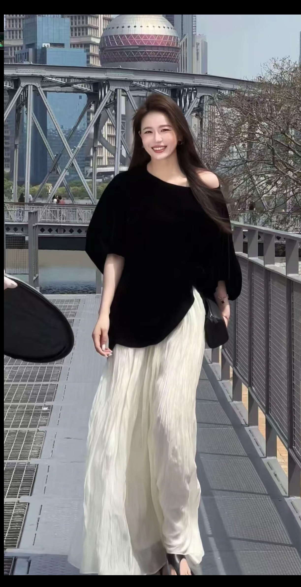 chill 야오 휴가 바람 새로운 높음 세트 디자인 얇은 스타일 루즈핏 박쥐 밴딩 커프스 캐주얼 티셔츠