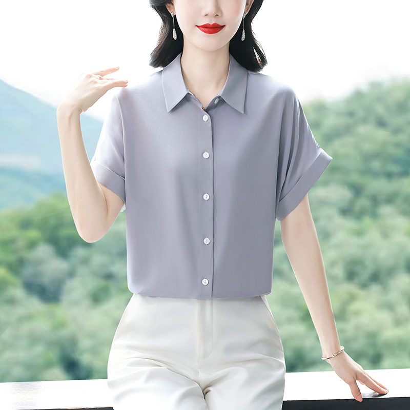 2026 고급 새틴 여름 익스트림 제인 빛 럭셔리 느긋한 루즈핏 캐주얼 출퇴근 다용도 저항 주름 차가운 반팔 셔츠