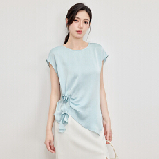 2026夏季新款蝙蝠衫短袖缎面衫女上衣洋气小衫衬衫遮肚子显瘦百搭