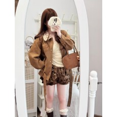 批发美拉德可拆卸镂空花边领夹克<b class='q'>外套</b>女2025秋冬新款复古宽松长袖上衣