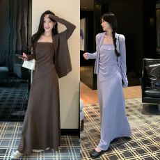 批发巨好看的早秋漂亮韩系小套装清冷富家千金穿搭气质<b class='q'>连衣裙</b>子女秋季