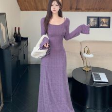 批发法式针织气质<b class='q'>连衣裙</b>子秋冬2025新款高级感性感包臀长裙搭配一整套