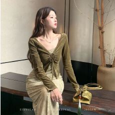 批发新中式国风纯欲气质修身显瘦吊带连衣裙清冷感短款外套两件套女秋