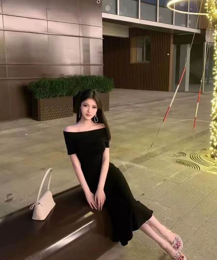 사람들 면 1 1 프랑스식 순수한 욕망 바람 검정색 오프숄더 보트넥 드레스 새로운 섹시함 드레스