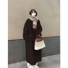 批发毛呢外套女中长款小个子2026新款冬季加厚冬装高级感正肩呢子大衣