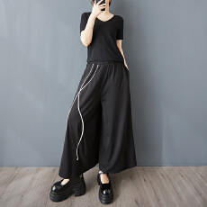 批发实拍 针织<b class='q'>裤子</b>女2025新款高腰垂感阔腿裤宽松休闲九分阔腿裤裙