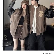 批发毛呢外套男<b class='q'>冬</b>季加厚美式潮牌棒球服棉服男女同款情侣装夹克秋<b class='q'>冬</b>款