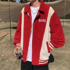 批发日系复古拼色灯芯绒<b class='q'>夹克</b><b class='q'>男</b>2025秋季户外休闲防风潮牌宽松情侣外套