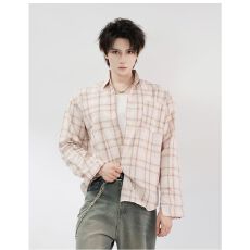 2025新款慵懒风格衬衫男女款长袖春秋季高级感格纹休闲美式复古