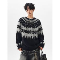 圆领毛衣针织衫男潮牌帅气秋冬季打底衫2025新款男士气质修身上衣