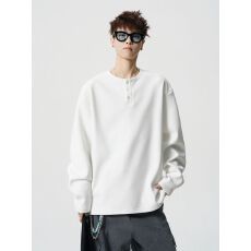 2025新款秋美式高级感亨利领长袖t恤男秋冬内搭纯色打底衫上衣服