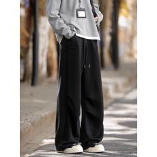 2025新款美式初见褶皱卫裤男秋季加肥大码宽松阔腿裤直筒长裤