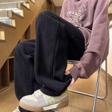 批发2025新款灯芯绒<b class='q'>春</b>秋潮流糯米裤阔腿裤直筒裤高腰超长拖地裤男女