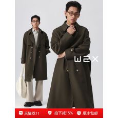批发2025新款<b class='q'>春</b>秋季双排扣风衣男中长宽松系带外套