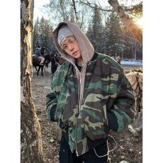 批发美式高街飞行服夹克bomber两面穿迷彩短款加厚棒球服棉衣外套男女