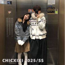 批发2025冬季国潮牌情侣美式大毛领费尔岛加绒<b class='q'>毛衣</b>撞色针织衫保暖外套