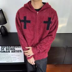 批发2025新款<b class='q'>毛衣</b>男女高级感秋冬宽松慵懒风加厚黑白撞***侣款针织衫