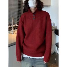 美式军事风硬汉亨利领毛衣男冬季新款高级感复古长袖打底针织衫潮